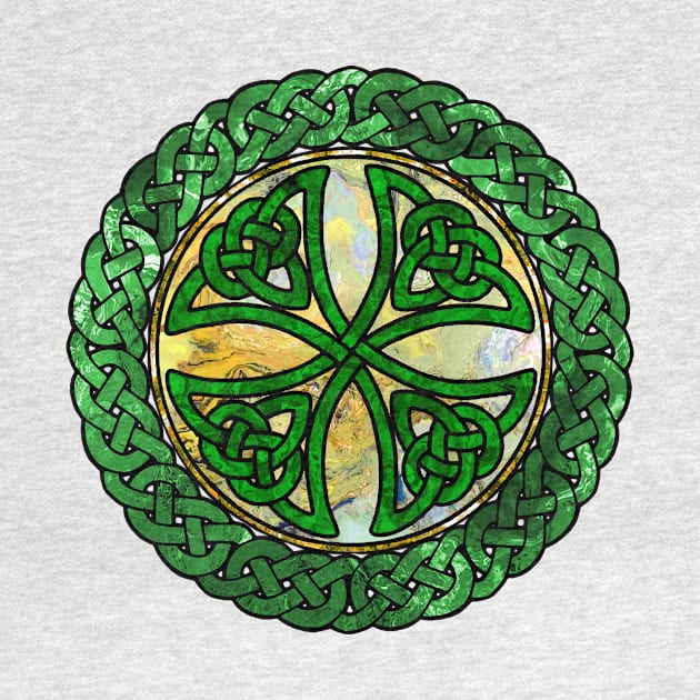 Green and Gold - Celtic Knot Shield by Leroy Binks